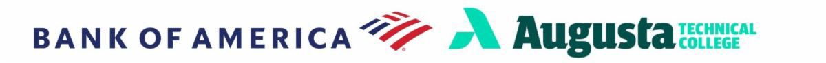 Bank of America logo to the left of the Augusta Technical College logo