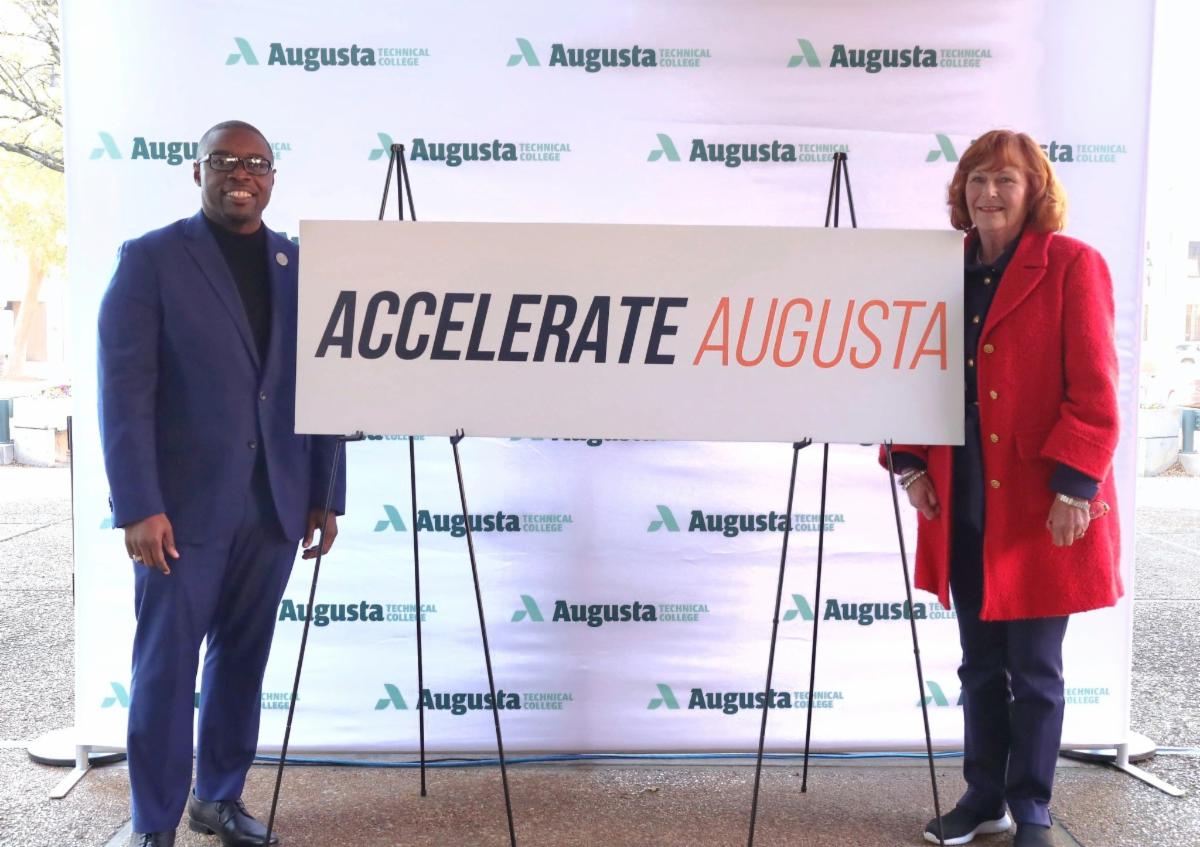 Dr. Jermaine Whirl, President of Augusta Technical College and Margaret Woodard, DDA of Augusta Executive Director